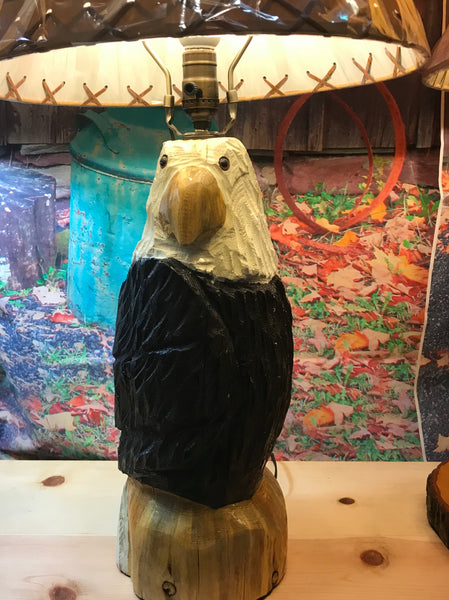 Chainsaw Carved Eagle Lamp
