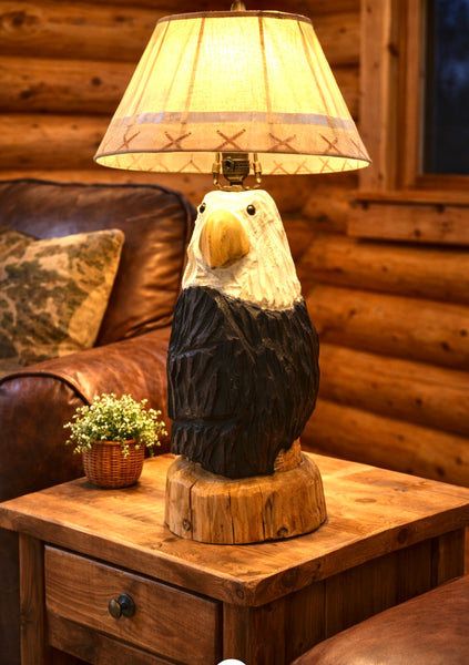 Chainsaw Carved Eagle Lamp