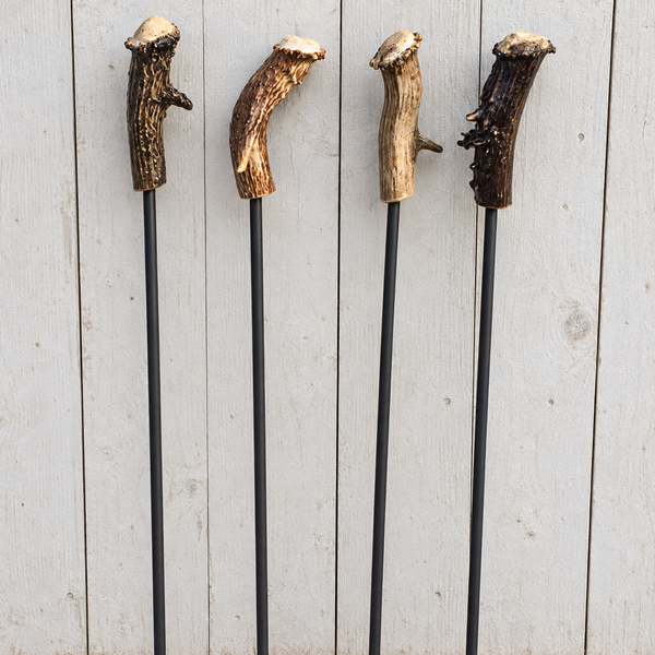 Handmade Deer Antler Fire Poker