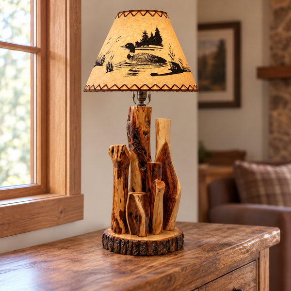 Handcrafted table lamp made from tiered Diamond Willow pieces