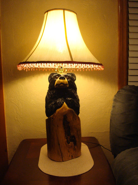 Table Lamp Chainsaw Carved Stumpy the Bear