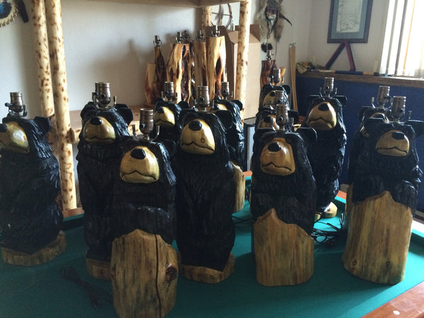 Table Lamp Chainsaw Carved Standing Bear