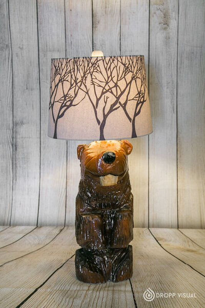 Table Lamp Chainsaw Carved Beaver